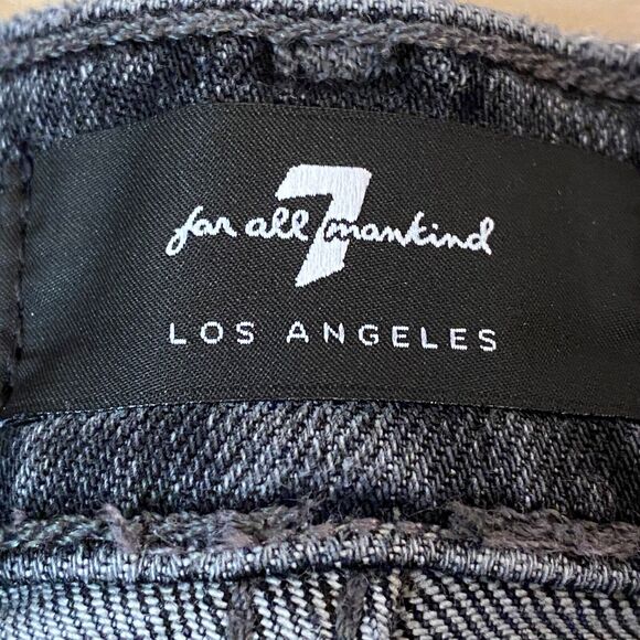 7 for all mankind Jean Shorts Mens 30 Jorts Gray Distressed 8" Cutoff Button Fly - Picture 3 of 8